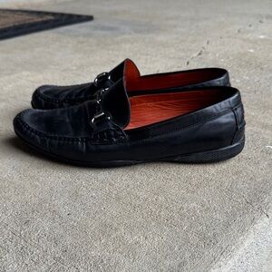 Peter Millar mens 8 M black leather horse bit driver loafer shoes EUC